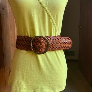 Doncaster Cognac leather wide braided belt